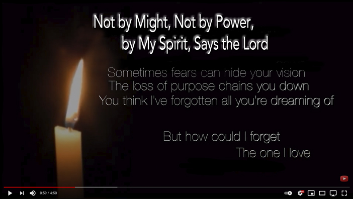 Not by Might, Not by Power, By My Spirit says the Lord (Zechariah 4:6)